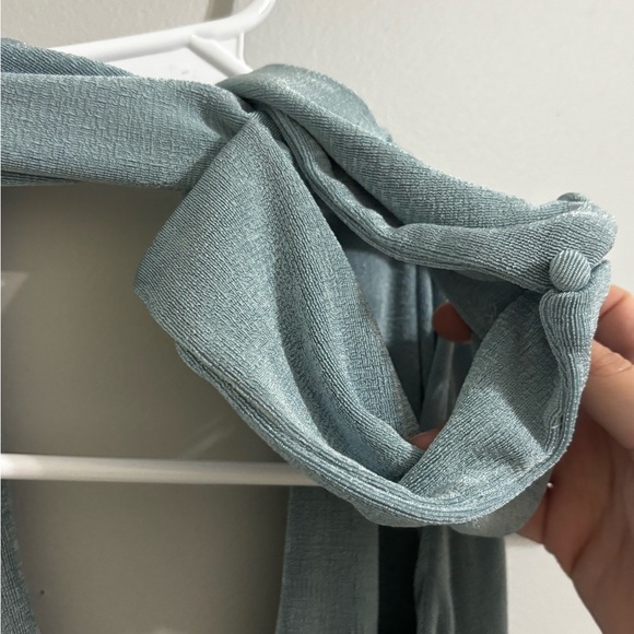 Luxxel Dusty Blue Halter Twist Prom Dress - Picture 8 of 8